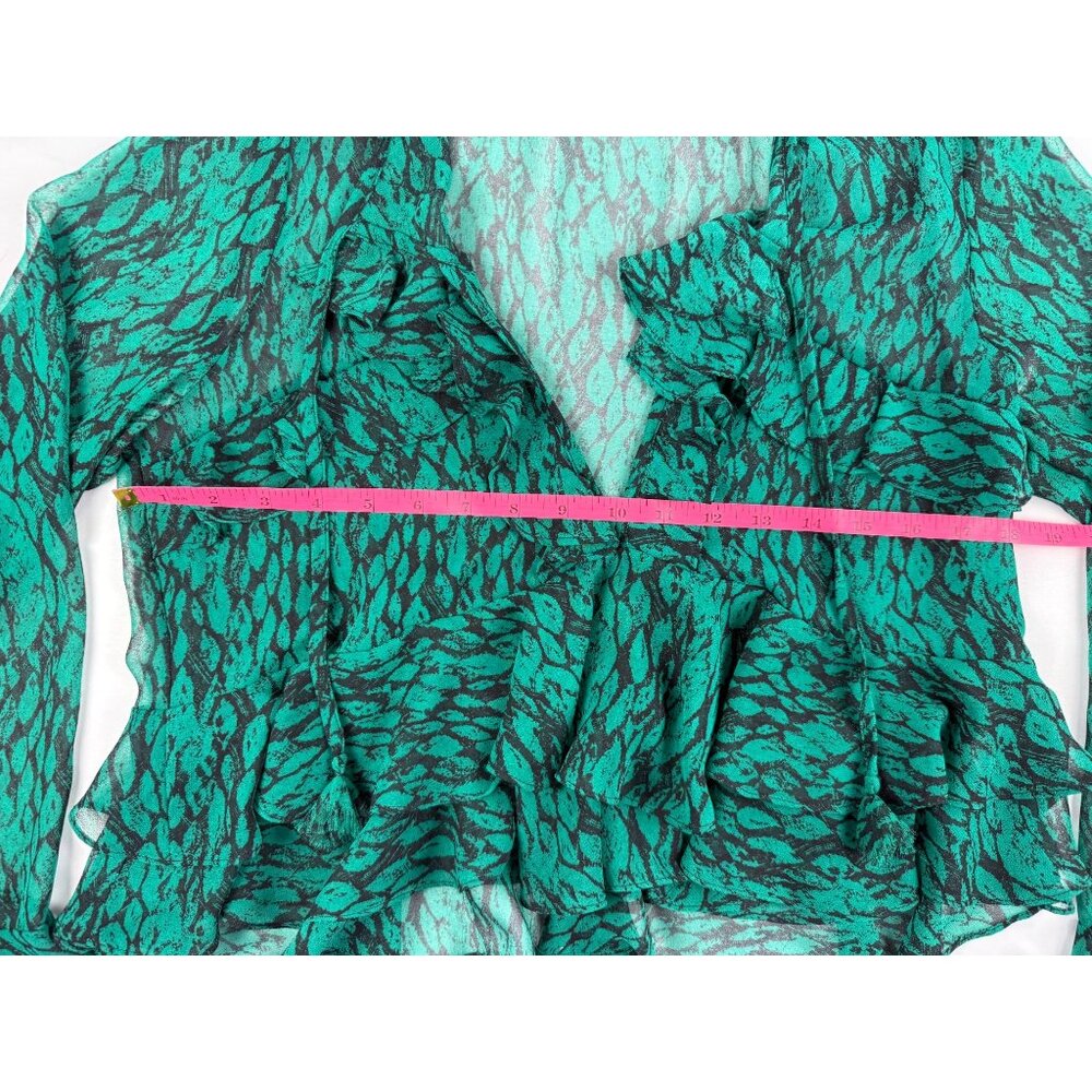 MISA Los Angeles Emerald green ruffled bell sleeve blouse Size Small - Picture 8 of 9